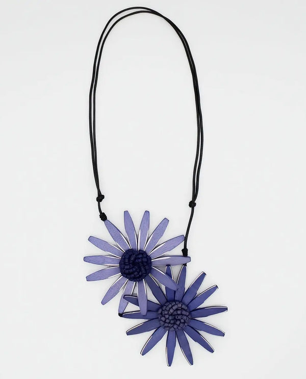 SYLCA BP21N16 AMAYA DOUBLE FLOWER NECKLACE PURPLE