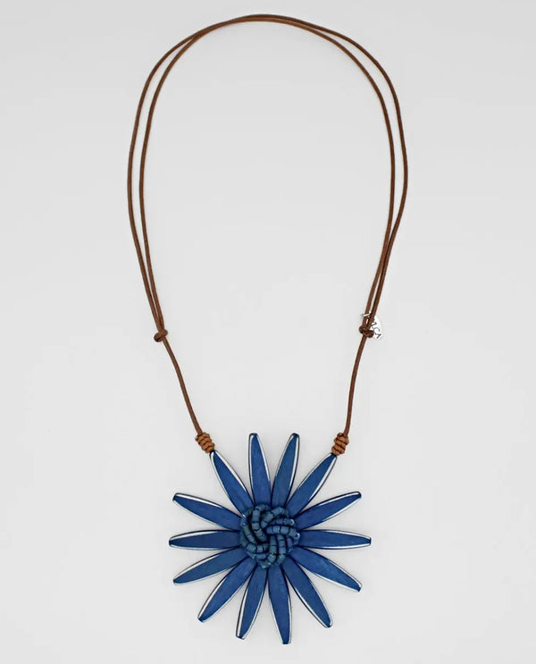 SYLCA BP23N13 AMAYA FLOWER STATEMENT NECKLACE BLUE