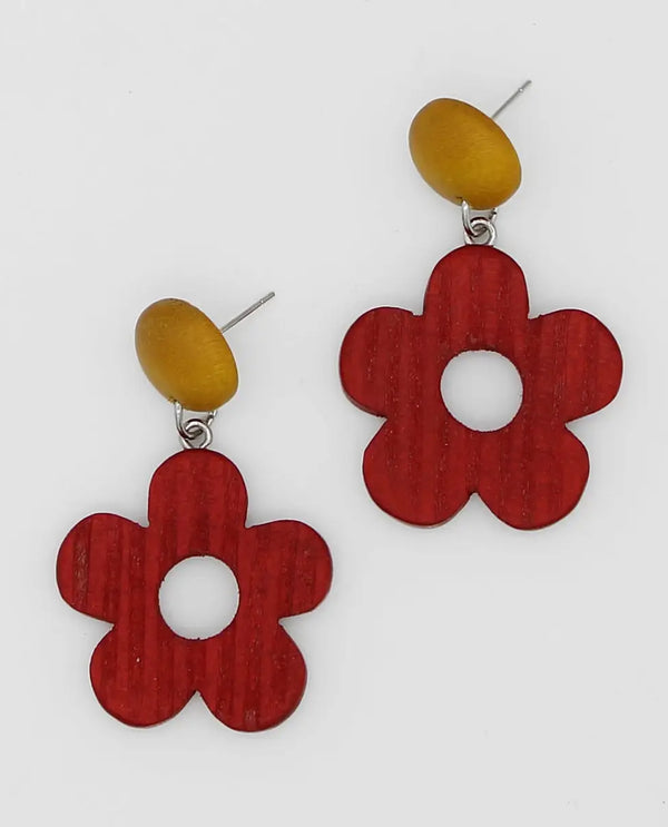 SYLCA BP24E14 PETALWOOD DANGLE EARRING SPICE