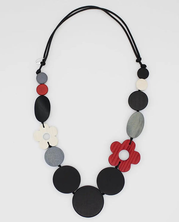 SYLCA BP24N29 PETAL CHARM NECKLACE BLACK