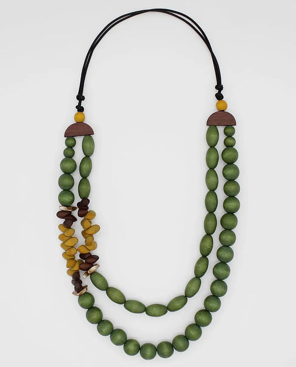 SYLCA BP24N43 VERDE FORREST WOOD NECKLACE GREEN