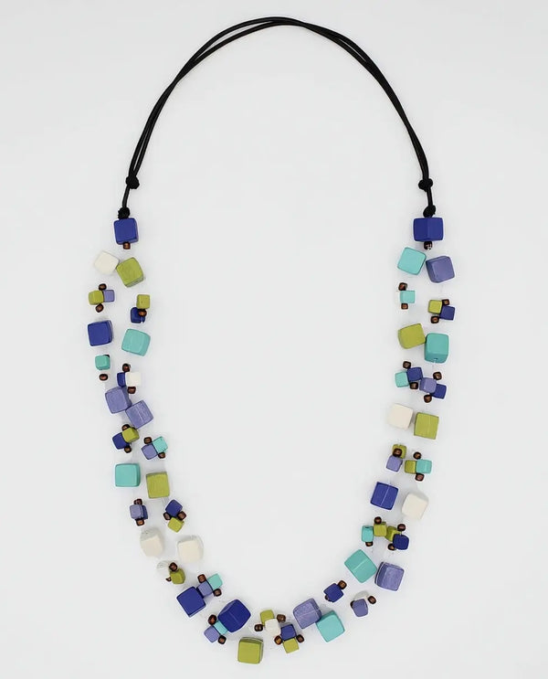 SYLCA BP25N08 LIA FLOATING BEAD NECKLACE SHADES OF BLUE