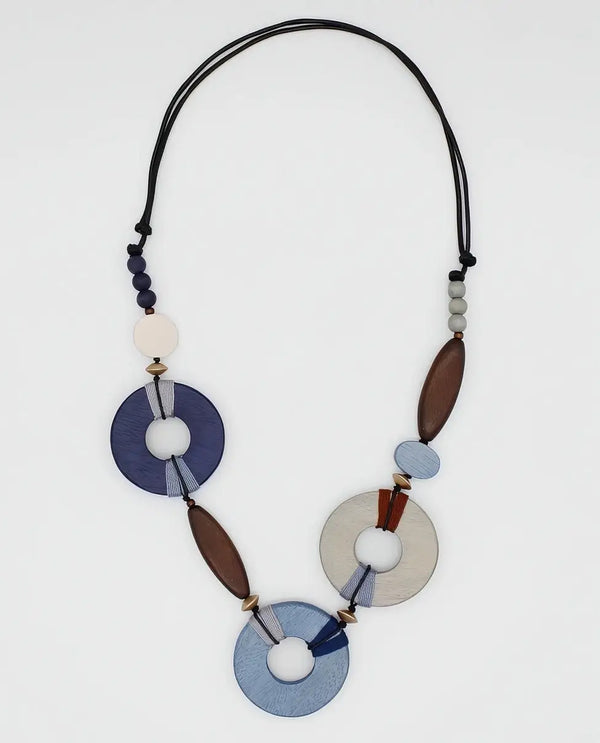 SYLCA BP25N09 SAYLOR WOOD OPEN BEAD NECKLACE BLUE