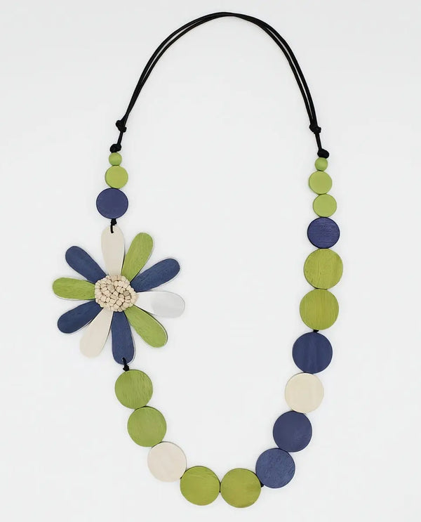 SYLCA BP25N13 DAHLIA STATEMENT NECKLACE LIME GREEN
