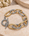 BR8811  TWO TONE CABLE LINK BRACELET