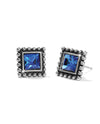 BRIGHTON J22403 BLUE SPARKLE SQUARE POST EARRING