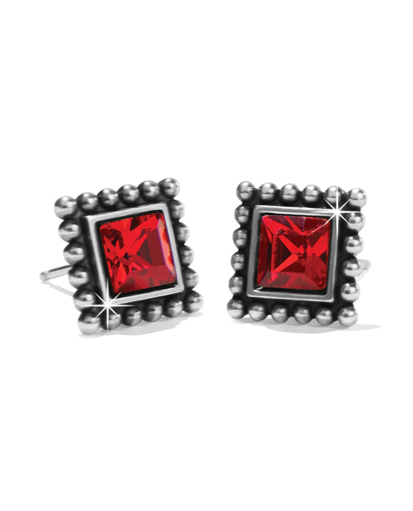BRIGHTON J22406 RED SPARKLE SQUARE POST EARRING