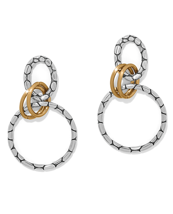 BRIGHTON JA0218 PEBBLE LINK TWO TONE DROP EARRING