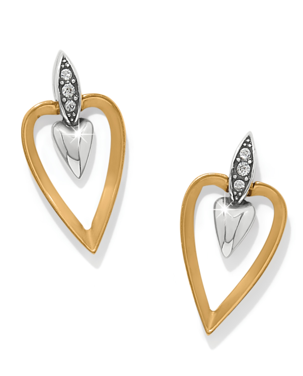 BRIGHTON LOVE MESSAGES BE CALM POST EARRING | Two Tone Heart Earring