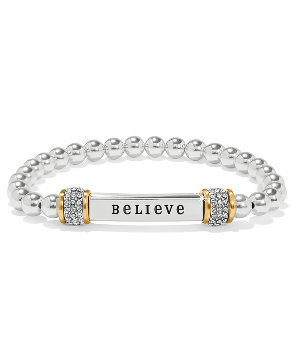 BRIGHTON JF0391 MERIDIAN BELIEVE 2 TONE STRETCH BRACELET