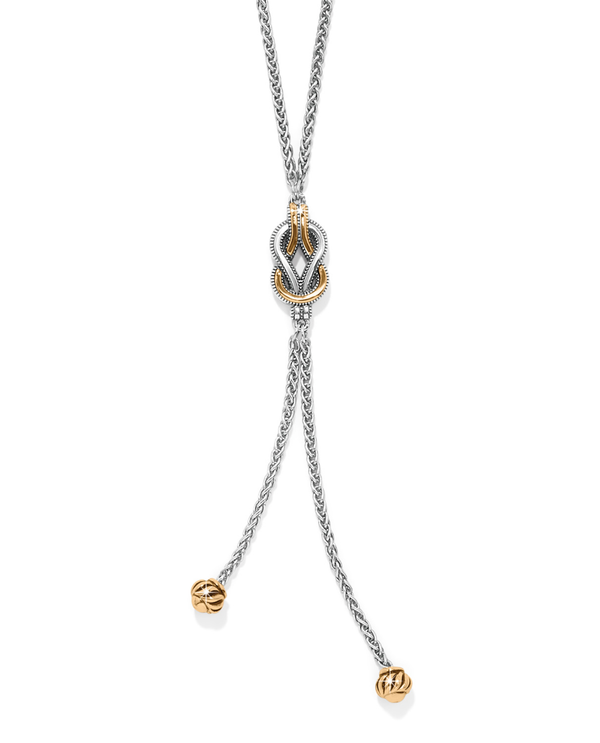 BRIGHTON JM0105 INTERLOCK HARMONY 2 TONE LARIAT NECKLACE