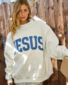 BUCKETLIST IT2594-JESUS & GOD IS GOOD REVERSIBLE SWEATSHIRT BLUE
