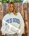 BUCKETLIST IT2594-JESUS & GOD IS GOOD REVERSIBLE SWEATSHIRT BLUE