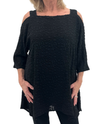 BY JJ 061T EMBELLISHED COLD SHOULDER TUNIC BLACK