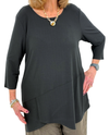 BY JJ CREPE KNIT3/4 SLEEVE TUNIC CR-118 BLACK