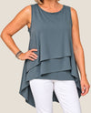 BY JJ IT-158 LAYERED POPOVER SPLIT VEST SLATE