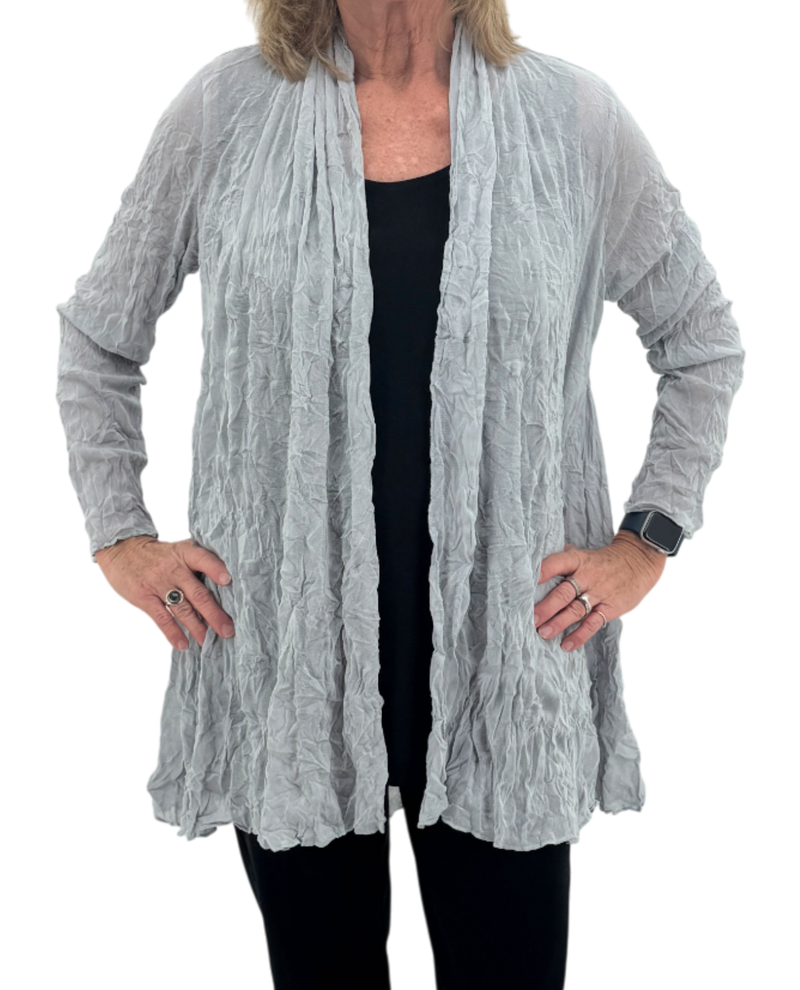 BY JJ ME-311 MESH CARDIGAN SILVER