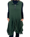 BY JJ ME317 CRINKLE ZIP DETAIL SLEEVELESS TUNIC OLIVE