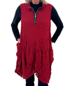 BY JJ ME317 CRINKLE ZIP DETAIL SLEEVELESS TUNIC RED