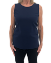 BY JJ PT-112 FITTED TANK TOP WITH SIDE SLIT NAVY