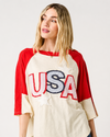 C15791 USA STAR PATCH TOP RED/OAT