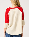 C15791 USA STAR PATCH TOP RED/OAT