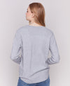 CHARLIE B C2373-736A PUNCH DESIGN SWEATER LT HEATHER GREY