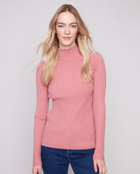 CHARLIE B C2754 RIBBED MOCK NECK SWEATER - Main Image