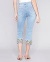 CHARLIE B C5473 EMBROIDERED CUFF ANKLE PANT LT. BLUE