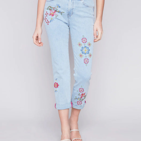 CHARLIE B C5479 5 POCKET EMBROIDERED JEAN