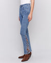 CHARLIE B C5574-4381A EMBROIDERED LEG BOOTCUT JEAN MED BLUE