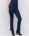 CHARLIE B C5580 GEM BOTTOM BOOTCUT PANT BLUE BLACK