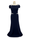 CACHET 57756 CAP SLEEVE EMBELLISHED LONG DRESS NAVY