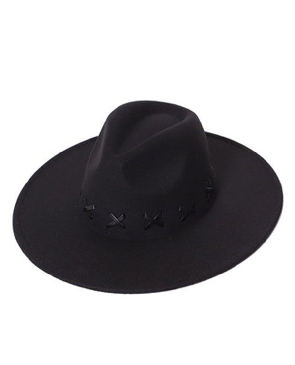 CAP00657 WIDE BRIM FEDORA HAT black