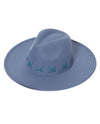 CAP00657 WIDE BRIM FEDORA HAT blue