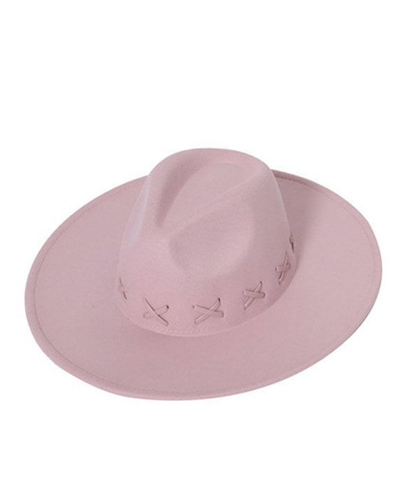 CAP00657 WIDE BRIM FEDORA HAT pink