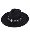 CAP00724 FEDORA WITH SILVER BAND BLACK