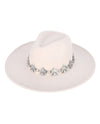 CAP00724 FEDORA WITH SILVER BAND IVORY