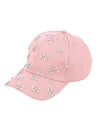 CAP00877 BASEBALL CAP WITH CRYSTAL FLOWERS PINK