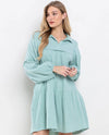 CES FEMME D-43-D-DI5642 V-NECK TIERED MIDI DRESS mint