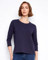 CHARLIE B C1293 3/4 SLEEVE ORGANIC TOP NAVY