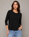 CHARLIE B C1367R LONG SLEEVE LINED JERSEY TOP BLACK