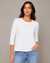 CHARLIE B C1367R LONG SLEEVE LINED JERSEY TOP WHITE