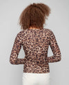 CHARLIE B C1409 MESH ANIMAL PRINT TOP