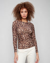 CHARLIE B C1409 MESH ANIMAL PRINT TOP