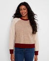 CHARLIE B C2079/404B RAGLAN COLOR BLOCK SWEATER umber