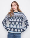CHARLIE B C2175 HEART JAQUARD SWEATER NAVY