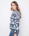 CHARLIE B C2175 HEART JAQUARD SWEATER NAVY BACK