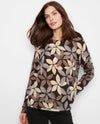 CHARLIE B C2546Y DROP SHOULDER CREW NECK PRINTED REVERSIBLE SWEATER