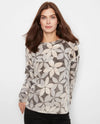 CHARLIE B C2546Y DROP SHOULDER CREW NECK PRINTED REVERSIBLE SWEATER